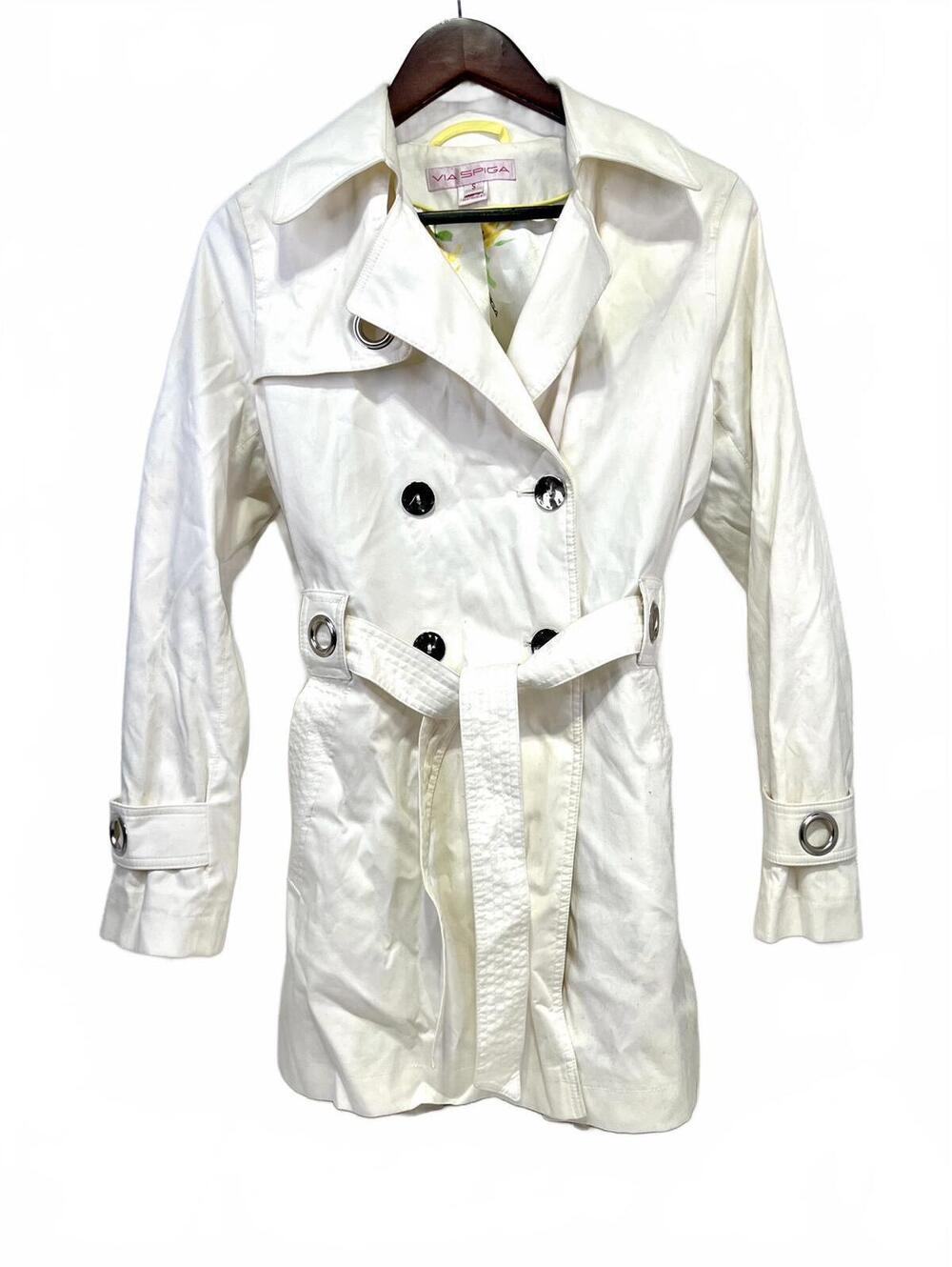 Via Spiga Women's Size S White Trench Coat